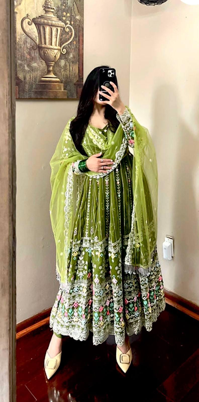 Designer Faux Georgette Anarkali Gown Set | Heavy Zari & Sequin Embroidery Work | Party Wear