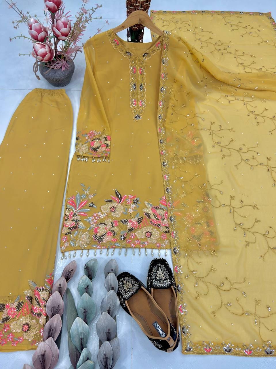 Designer Heavy Embroidery Sequence Work 3-Piece Salwar kameez Set