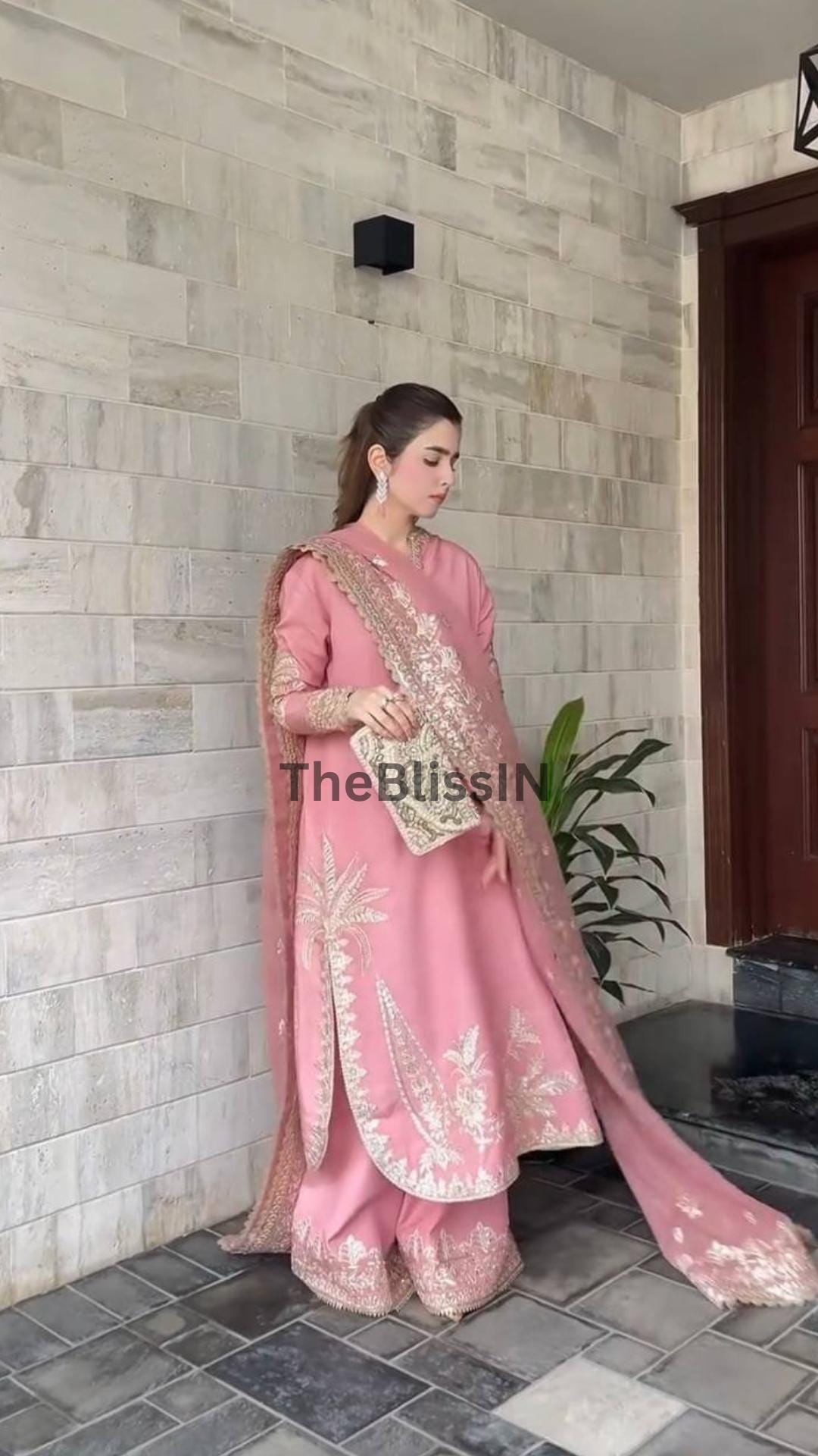 Embroidered Georgette Palazzo Suit Set: Indian Wedding Party Wear