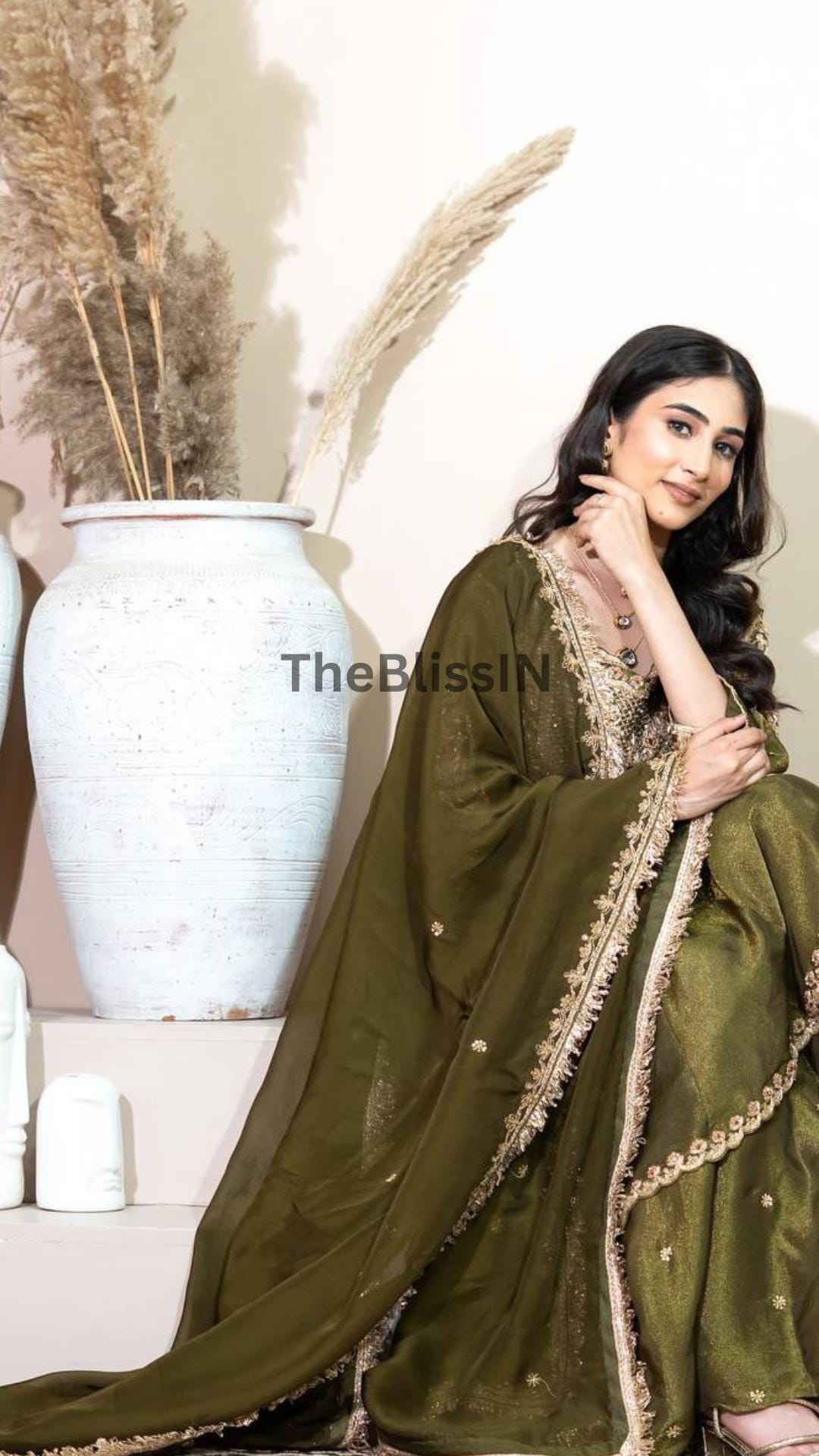 Pakistani Dark Green Eid Dress For Women's -  Sharara For Wedding