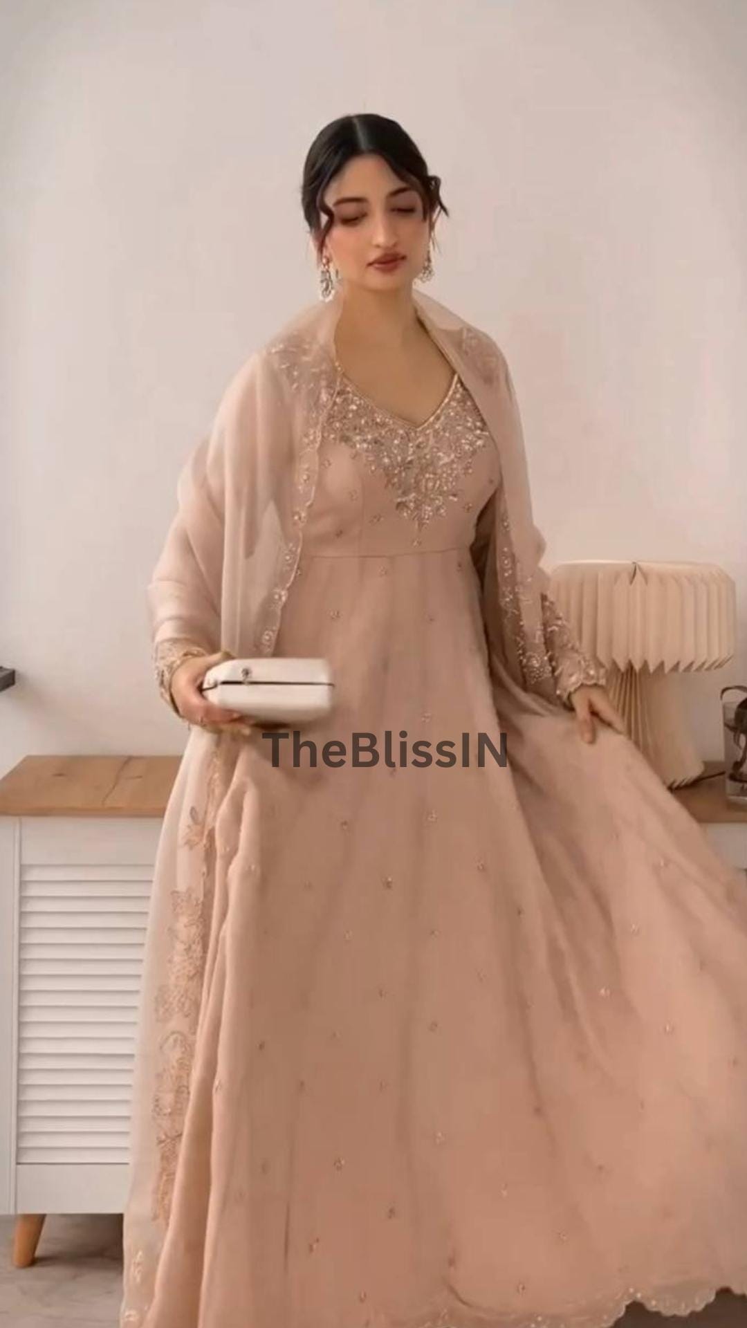 Embroidered Georgette Anarkali Gown Set: Indian Party Wear with Dupatta