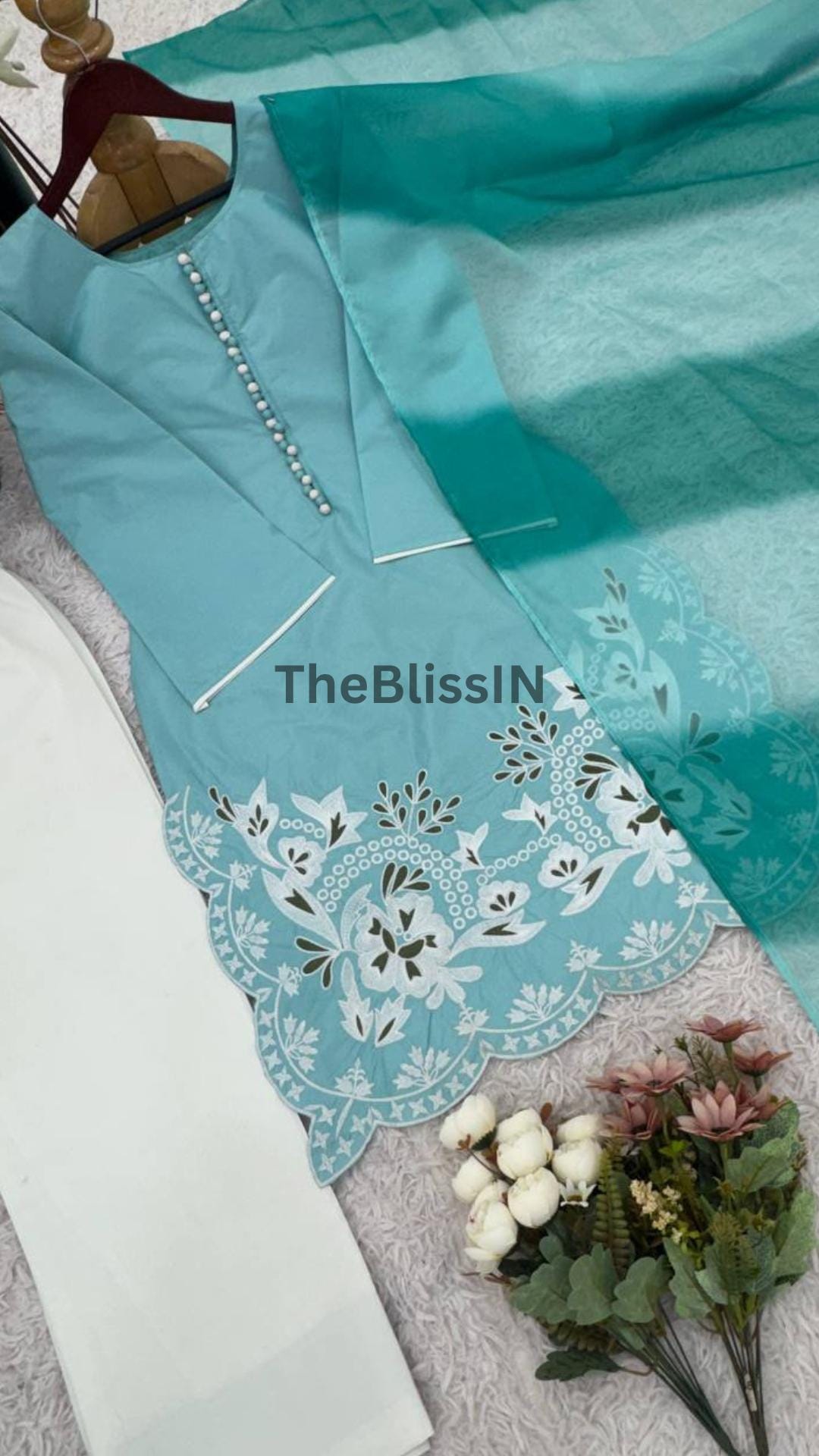 Wedding Wear Georgette Farshi Pant Set with Sequin Embroidery & Digital Print Dupatta