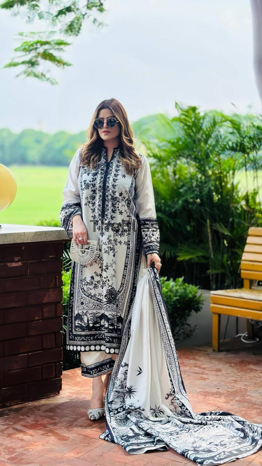 Trendy Malai Satin Long Co Ord Set with Digital Print Palazzo Dupatta Womens Wear