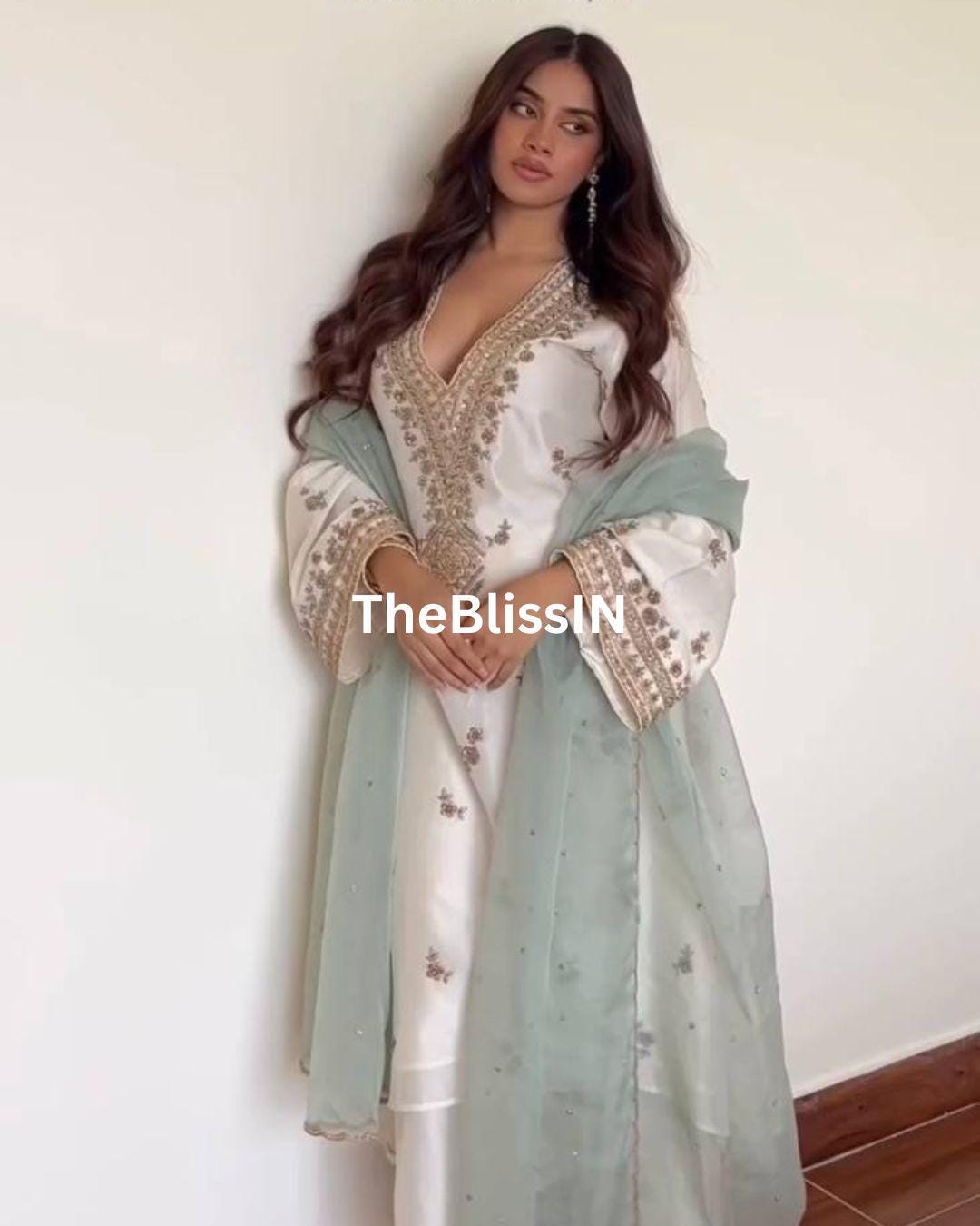 Natural Silk Palazzo Suit Set In Embroidered and Organza Dupatta Work, Indian Party Wear