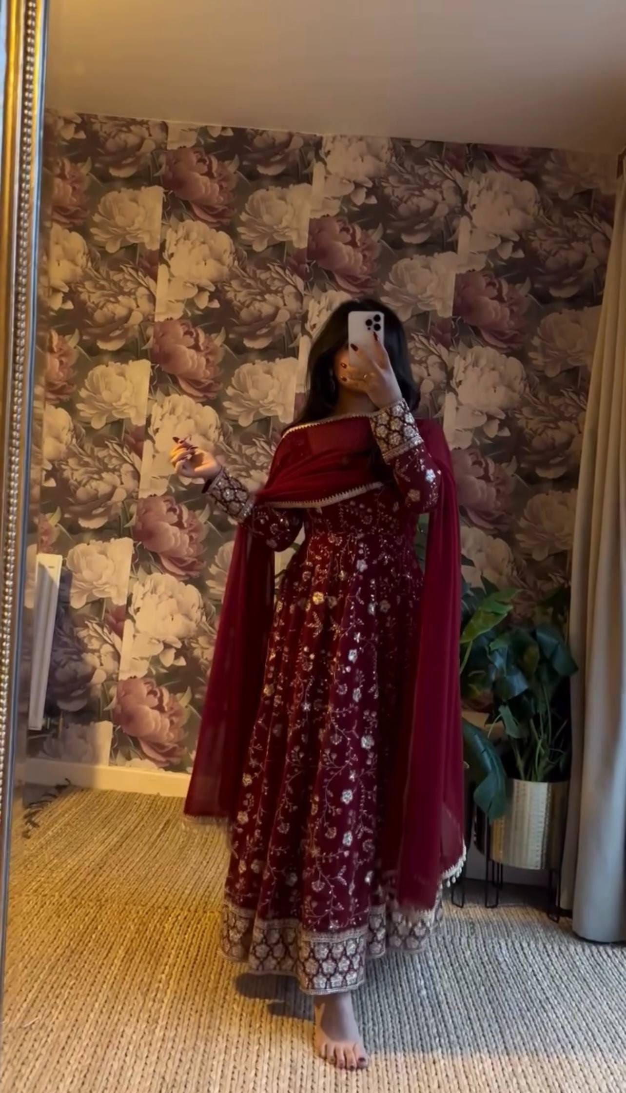 Luxury Sequins Embroidery Anarkali Suit With Dupatta |  Faux Georgette Long Flair Gown Set