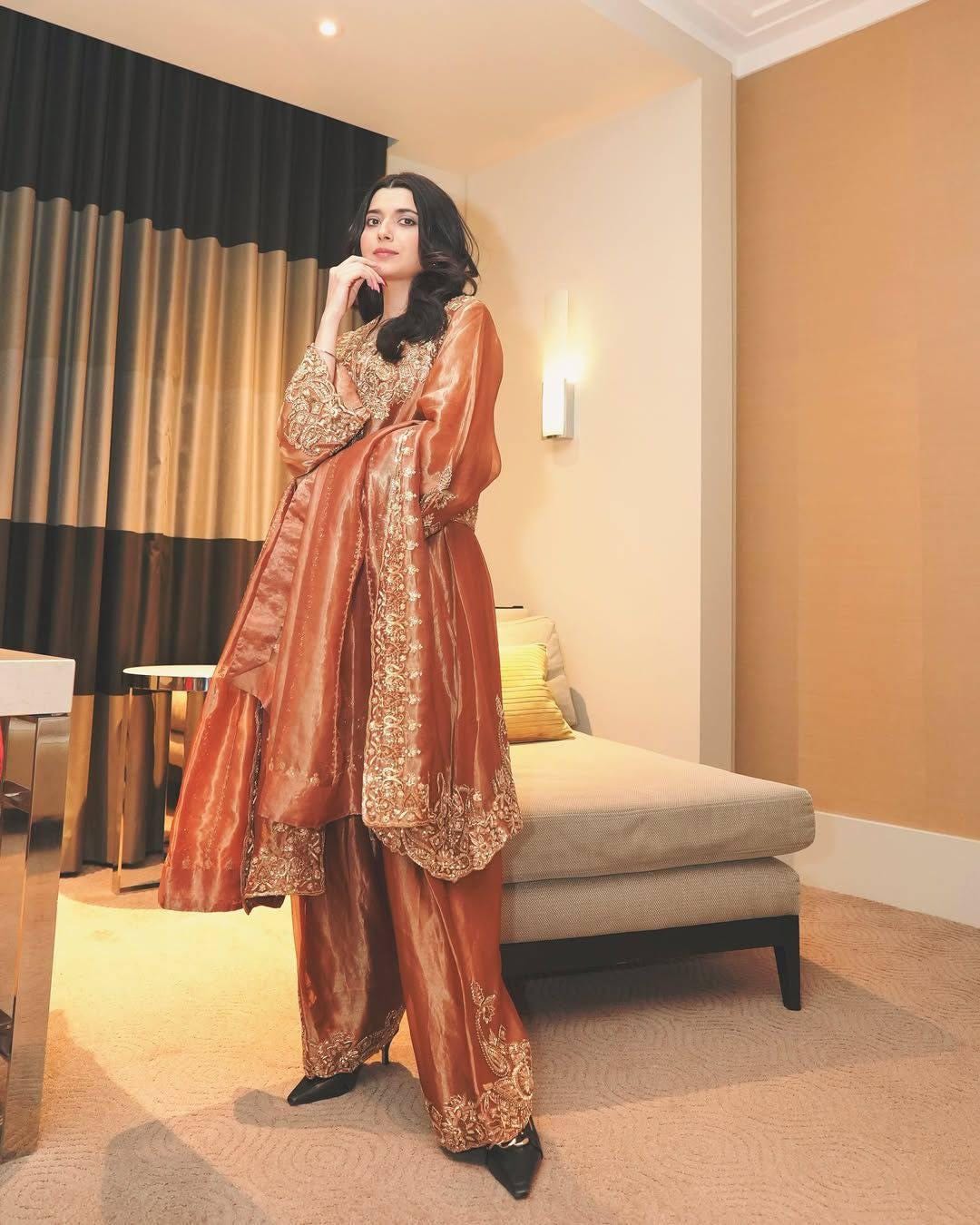 Frendy Silk Embroidered Kurti Palazzo Suit Set with Dupatta – Sequin Zari Work Party Wear