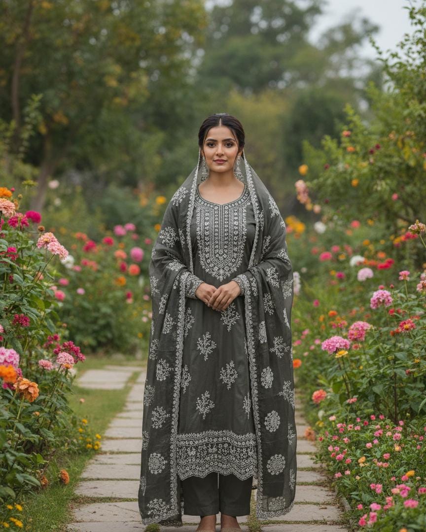 Elegant Embroidered Sequence Work Designer Suit Set in Heavy Fendy Silk for Party Wear