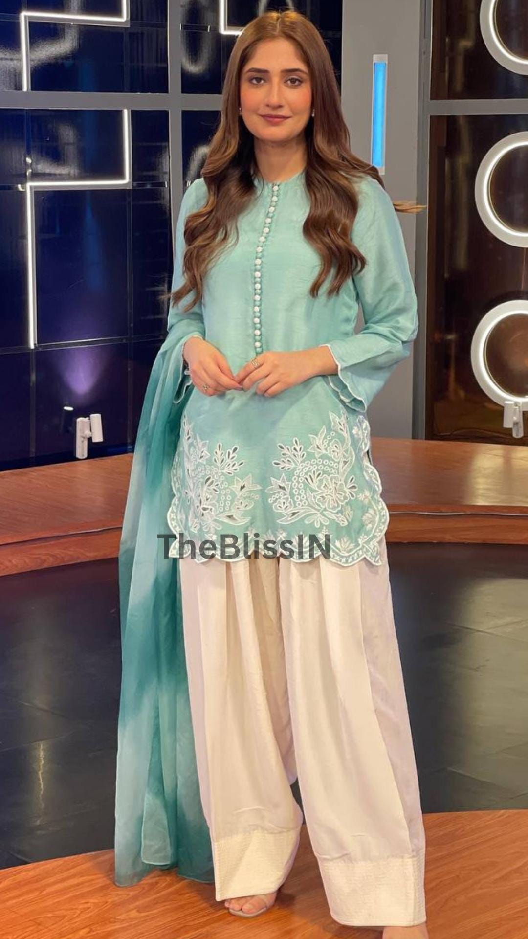 Wedding Wear Georgette Farshi Pant Set with Sequin Embroidery & Digital Print Dupatta