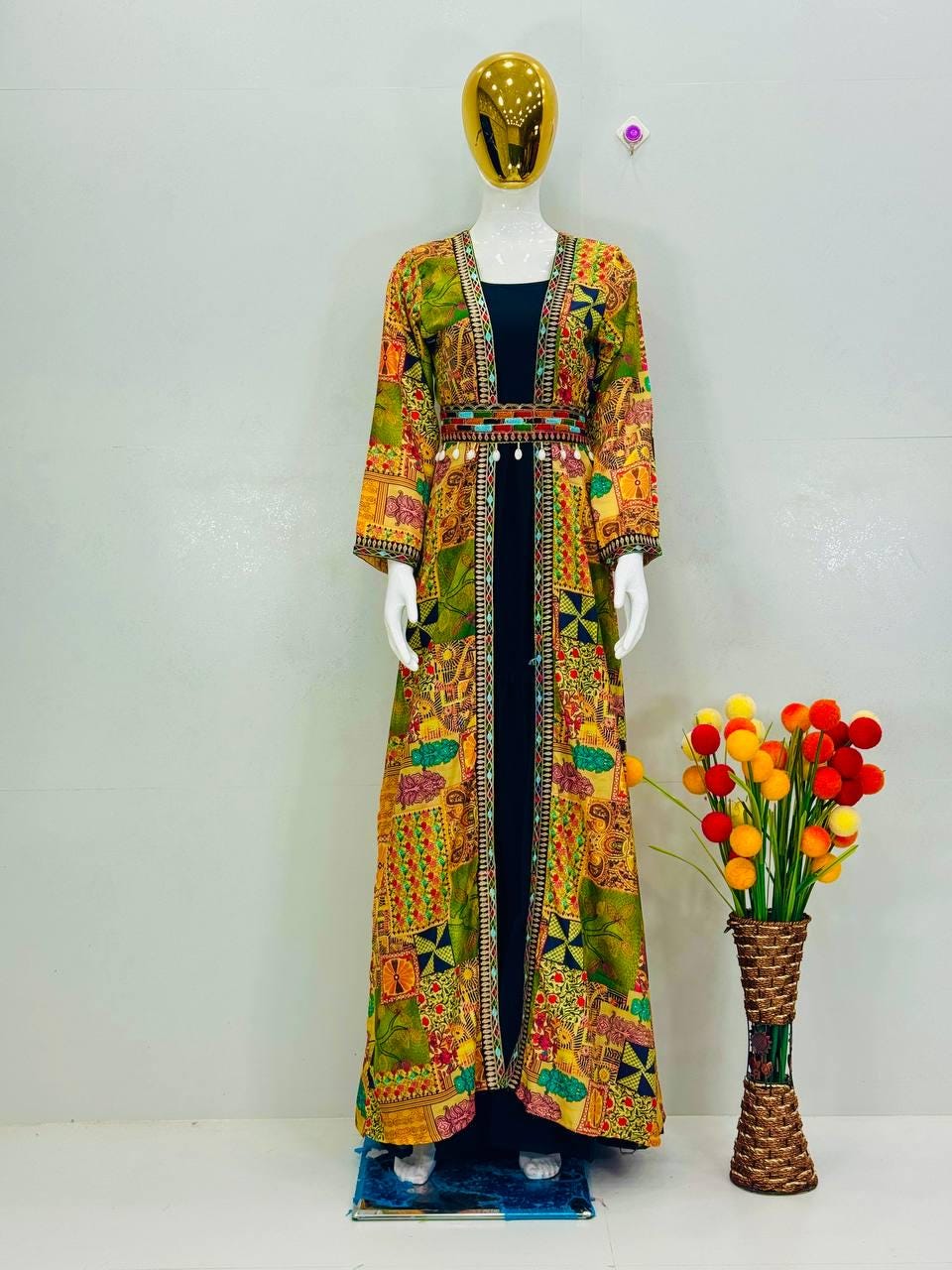 Digital Print Koti with Ruffle Maxi Gown Set – Indo Western Festive Wear