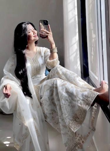 Embroidered Top Palazzo Set Readymade Outfit for Women - Pakistani Suit