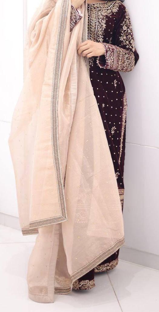 Designer Velvet Kurti Plazzo Set with Sequin Zari Embroidery