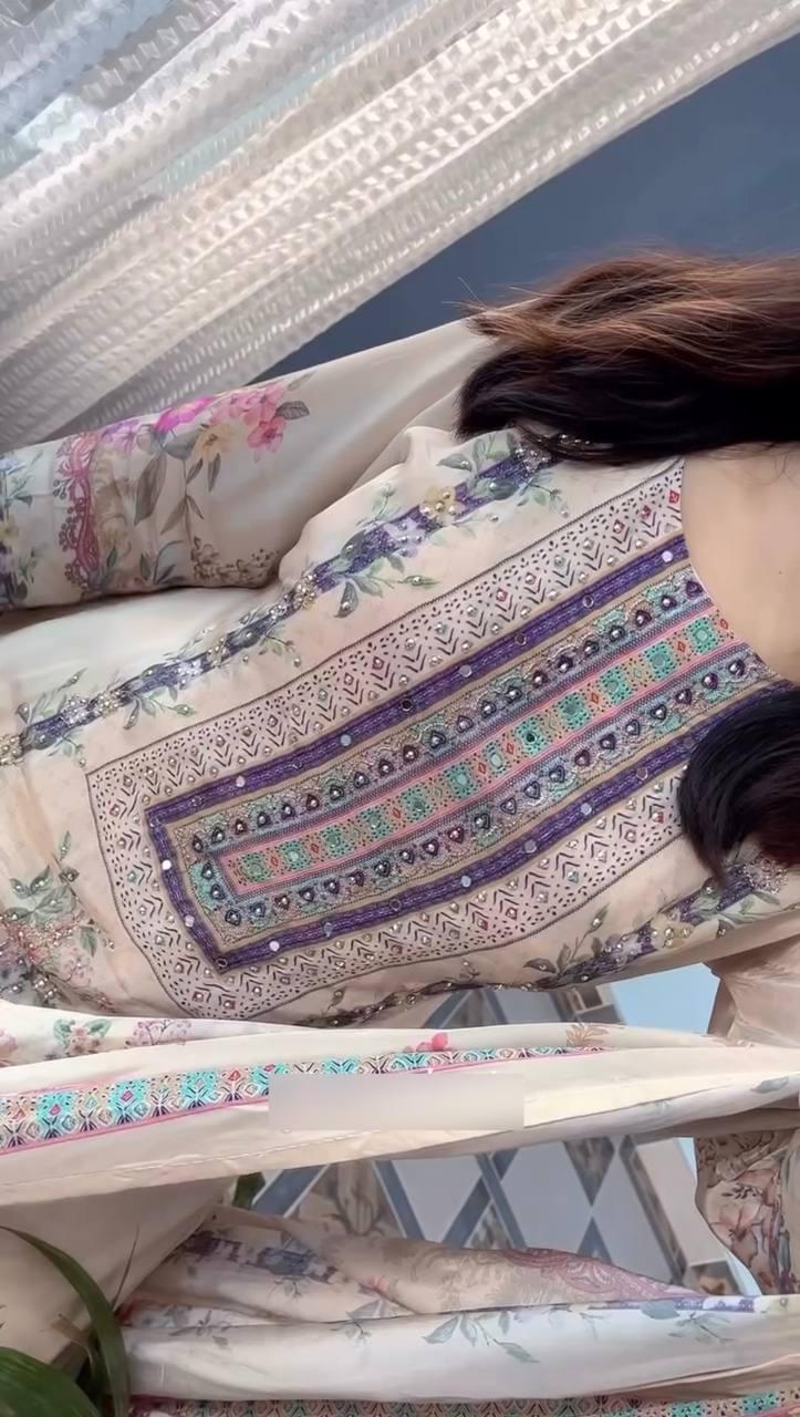 Pakistani Embroidered Dress For Women | Handmade Silk Suit With Dupatta