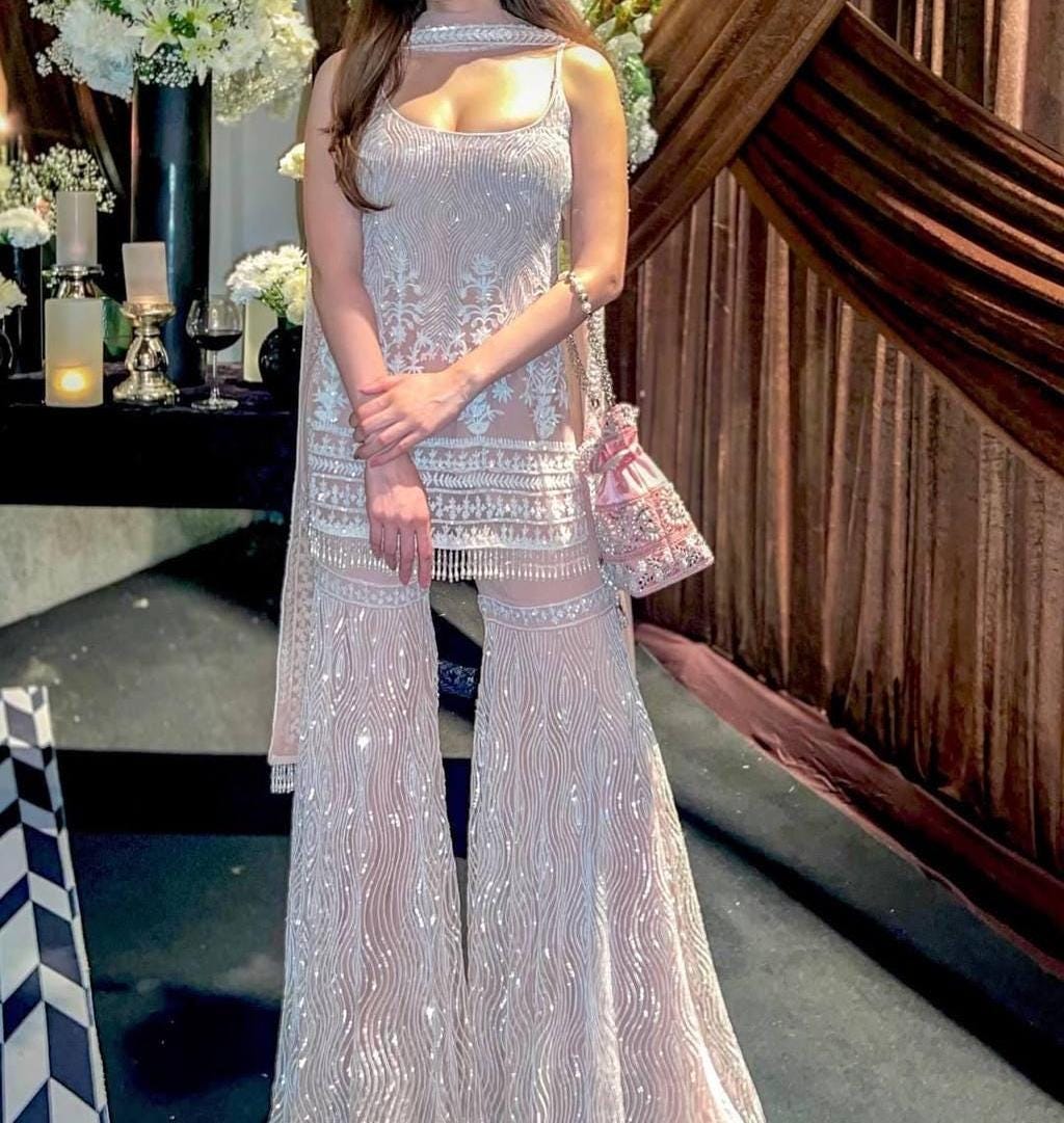 Designer Baby Pink Sharara For Wedding Women's Wear