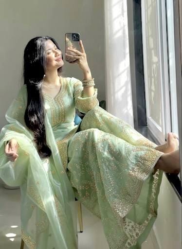 Designer Pure Top Plazzo & Dupatta Set – Party Wear Collection