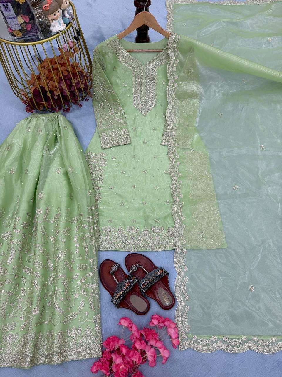 Designer Pure Top Plazzo & Dupatta Set – Party Wear Collection