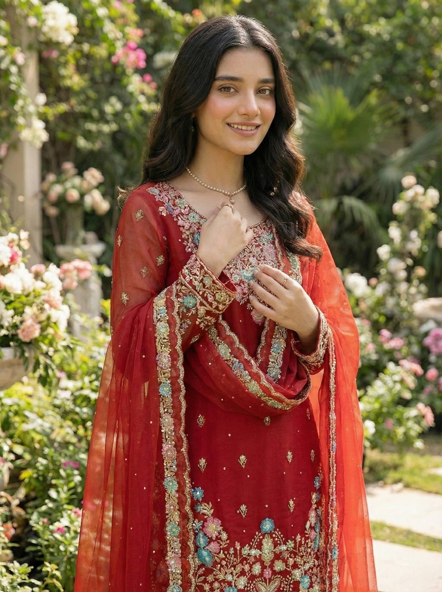 Premium Red Pakistani Wedding Wear & Designer Sharara For Women's - Salwar Kameez Readymade