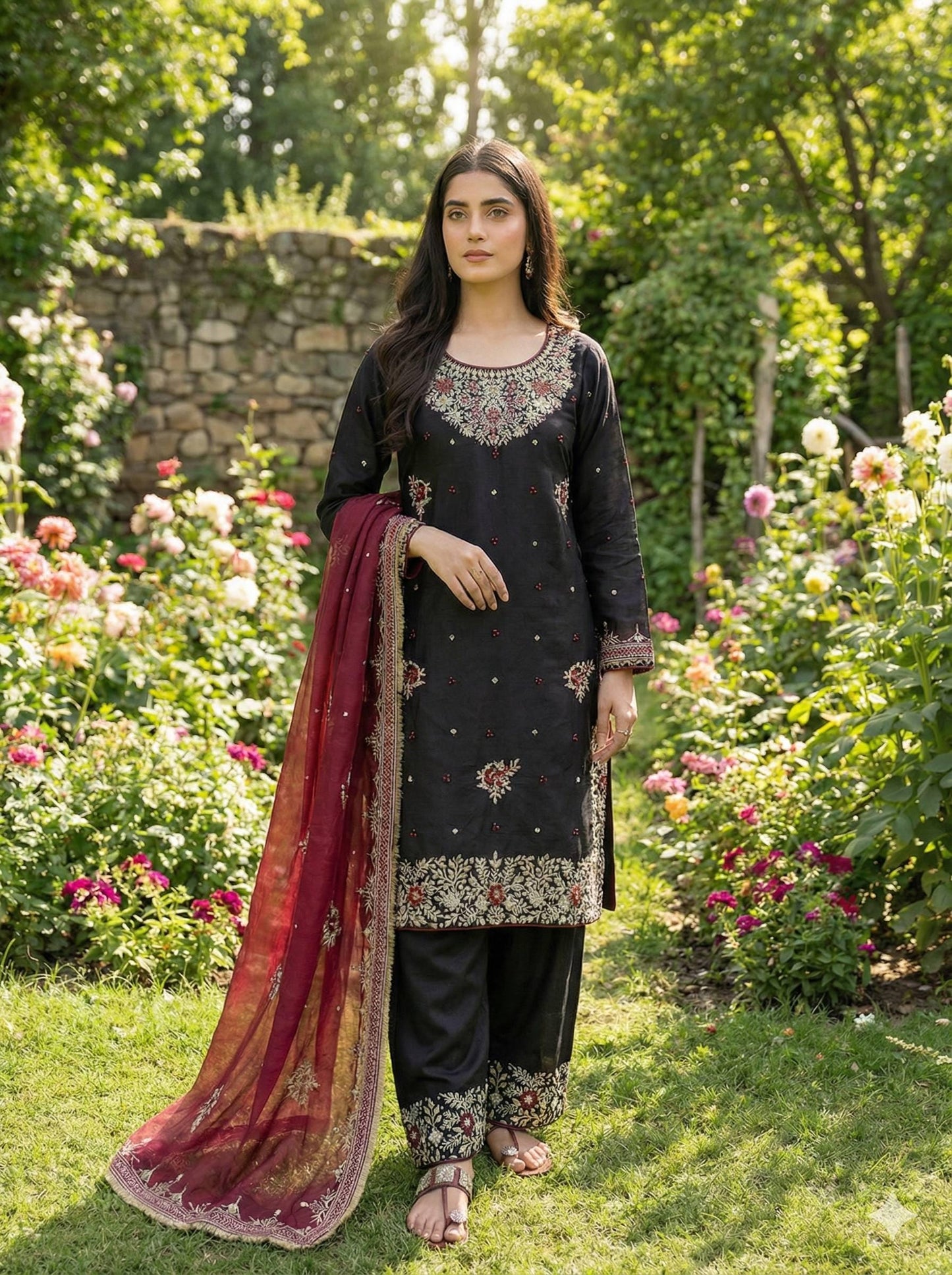 Traditional Indian Heavy Pure Silk Heavy Sequin Embordered - Readymade Shalwar kameez