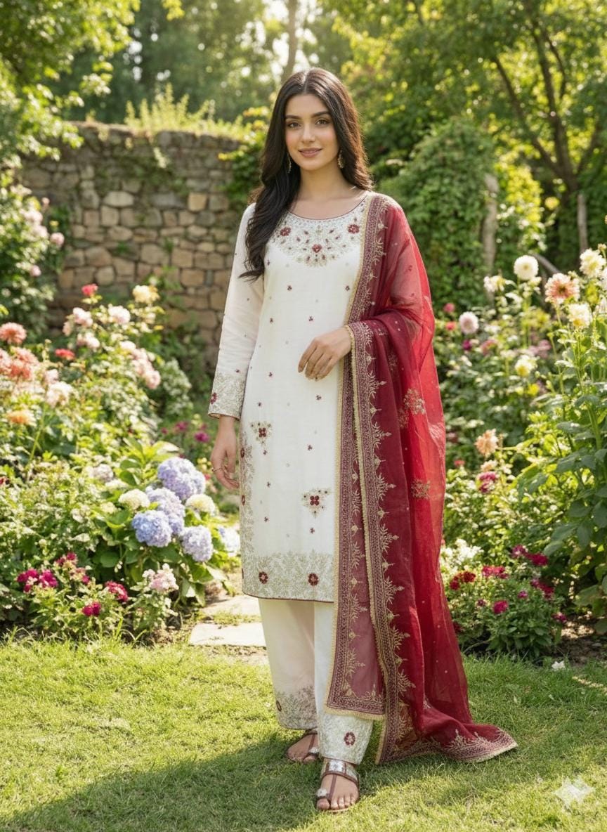 Traditional Indian Heavy Pure Silk Heavy Sequin Embordered - Readymade Shalwar kameez