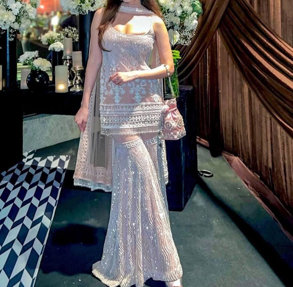 Designer Baby Pink Sharara For Wedding Women's Wear