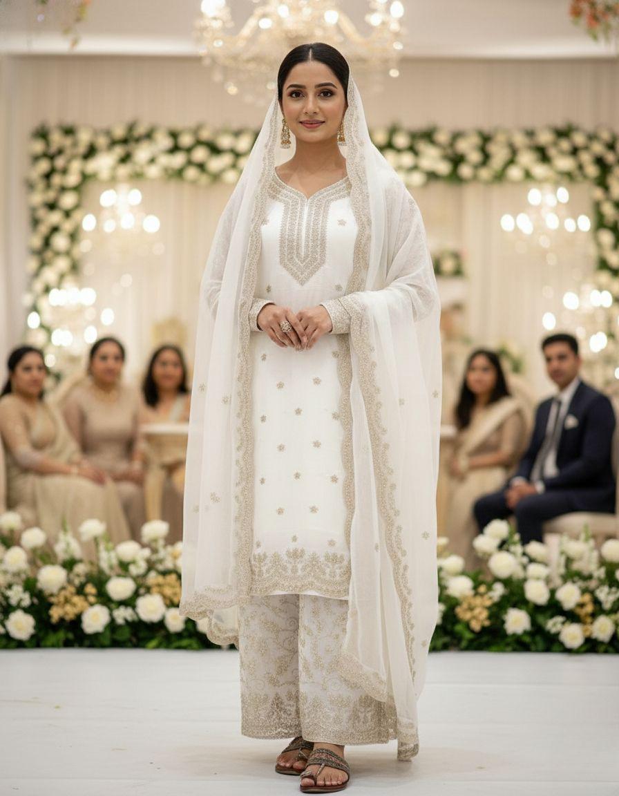 Embroidered Top Palazzo Set Readymade Outfit for Women - Pakistani Suit