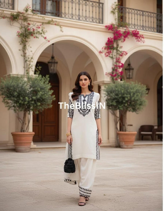 Embroidered Crepe Palazzo Suit Set: Pakistani Designer Party Wear