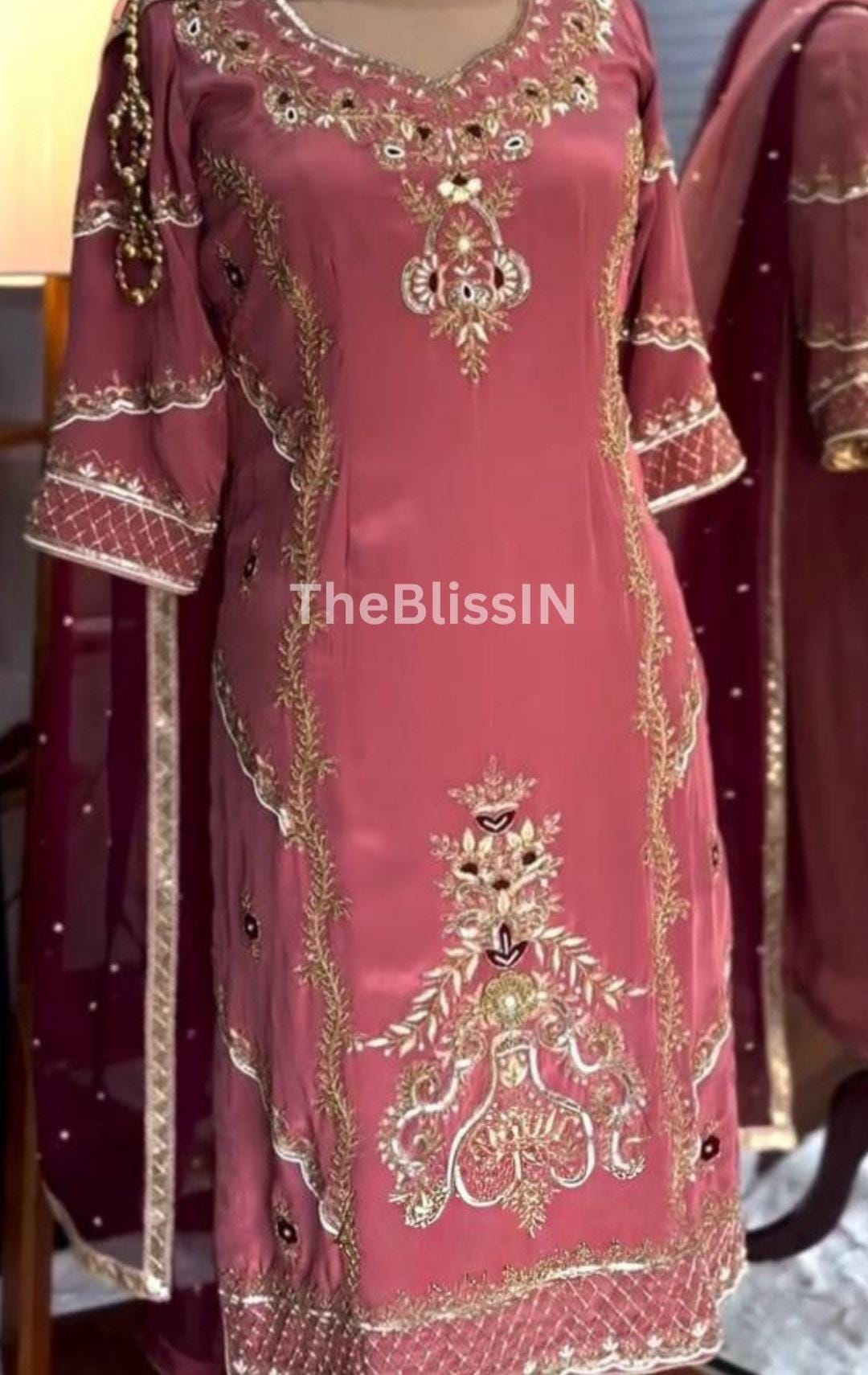 Embroidered Georgette Kurta Suit with Palazzo & Soft Net Dupatta – Festive and Indian Wedding Dress