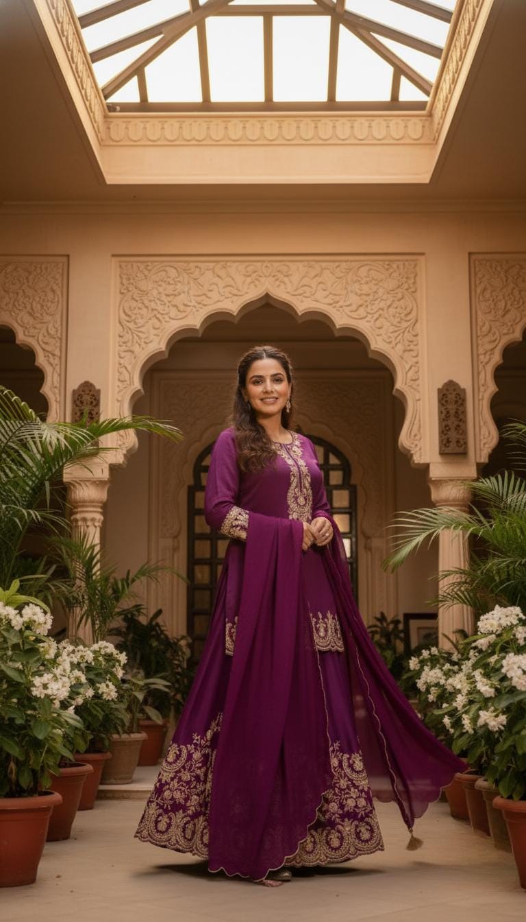 Designer Luxury French Crepe Sharara Suit Set with Embroidered Dupatta for Womens Wear