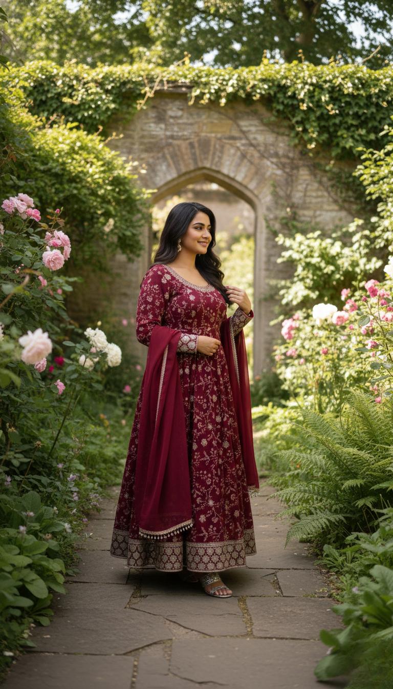 Luxury Sequins Embroidery Anarkali Suit With Dupatta |  Faux Georgette Long Flair Gown Set