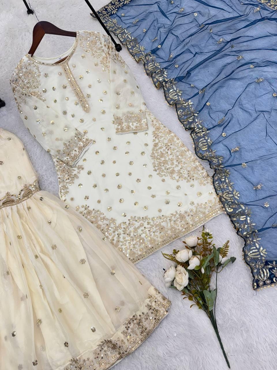 Elegant Ethnic Sharara Suit For Women with Hand Embroidery and Soft Net Dupatta