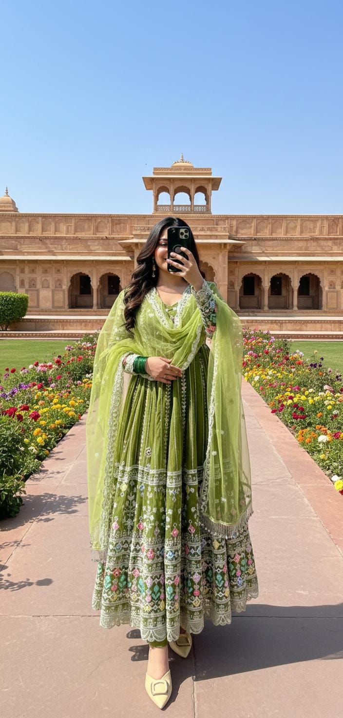 Designer Faux Georgette Anarkali Gown Set | Heavy Zari & Sequin Embroidery Work | Party Wear