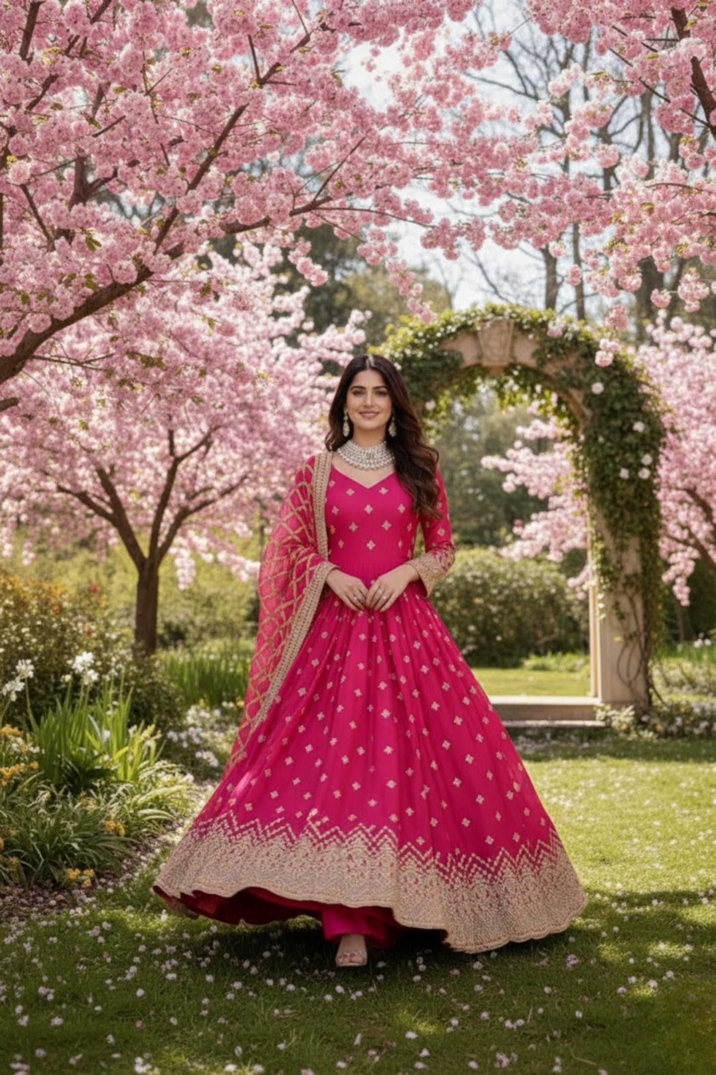 Designer Fox Georgette Gown Pant Dupatta Suit | Heavy Sequin Embroidery Set