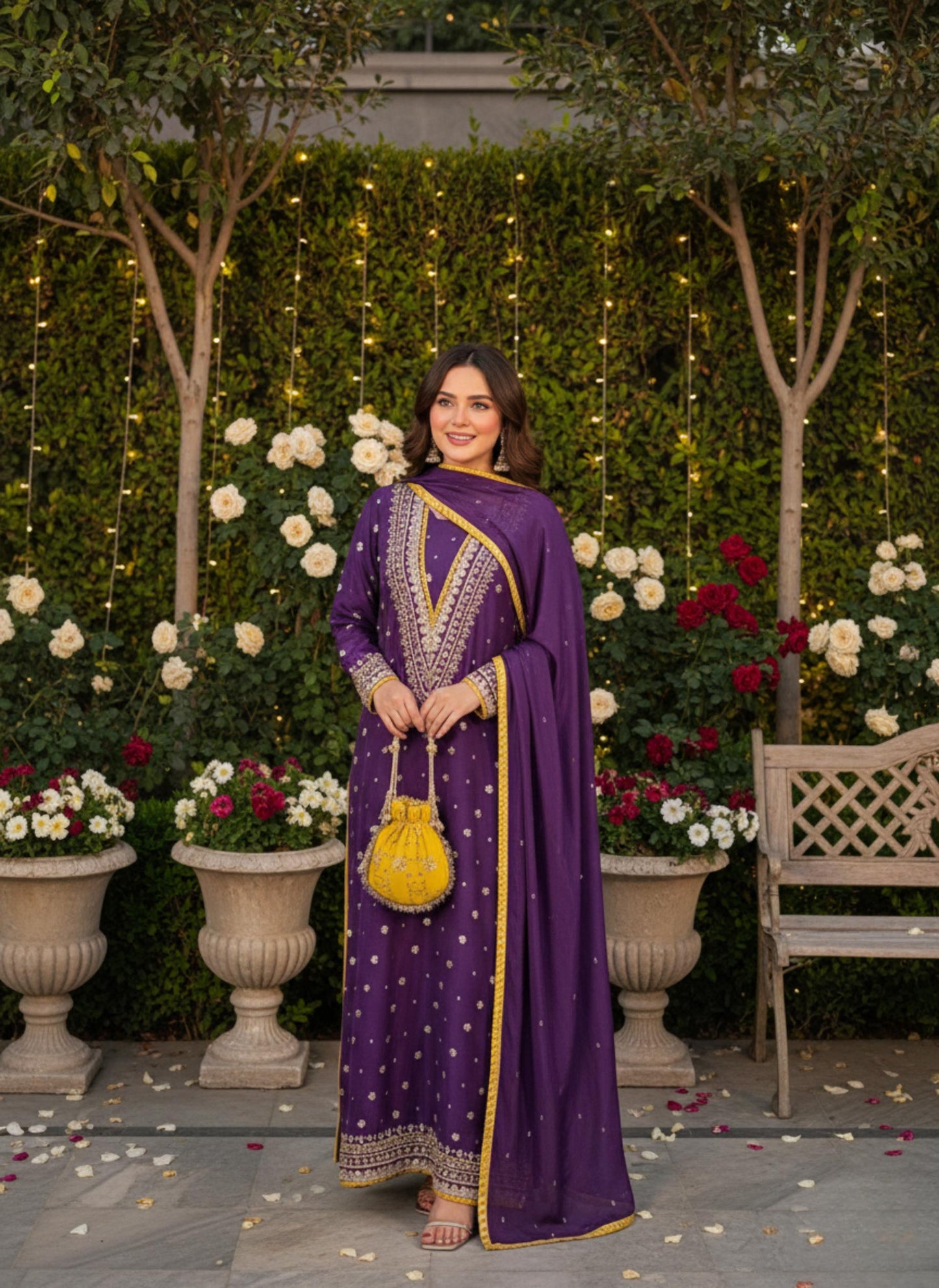 Designer Purple Silk Embroidered Fully Stitched Indian Salwar Suit For Women's