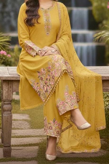 Designer Heavy Embroidery Sequence Work 3-Piece Salwar kameez Set