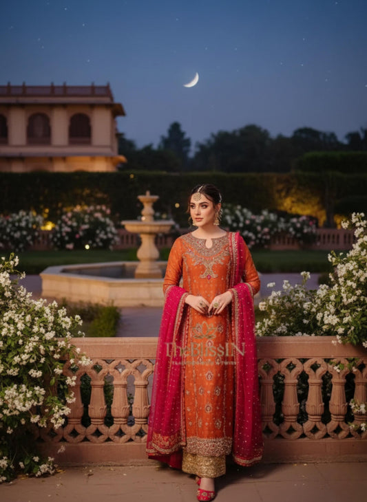Indian Designer Georgette Long Kurta & Palazzo - Pakistani Style Suit
