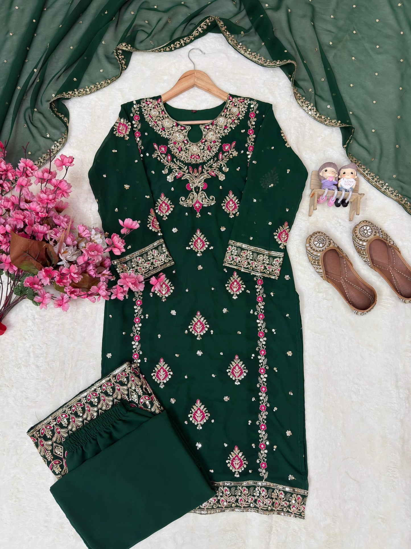 Georgette Pakistani 3 Piece Palazzo Suit For Eid