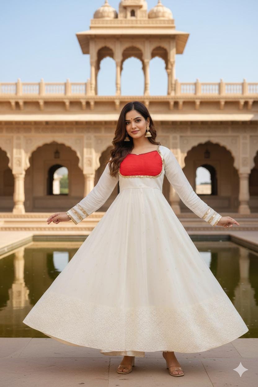 Designer Silk Anarkali Gown Sequin Detailed with Red Dupatta Set