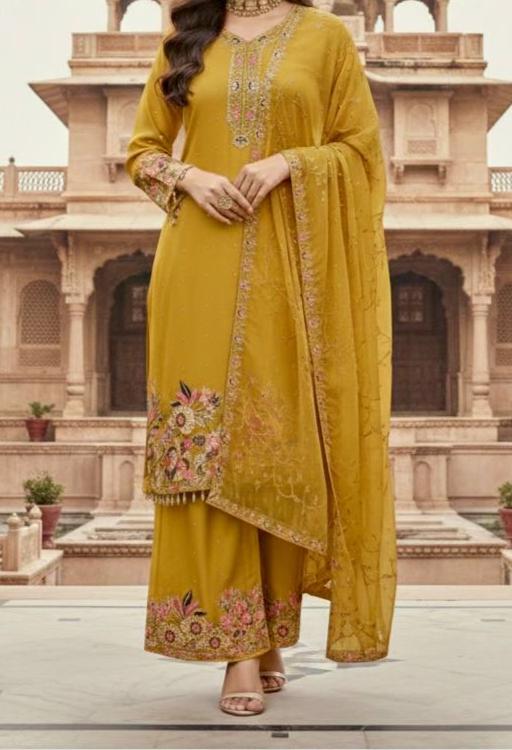 Designer Heavy Embroidery Sequence Work 3-Piece Salwar kameez Set