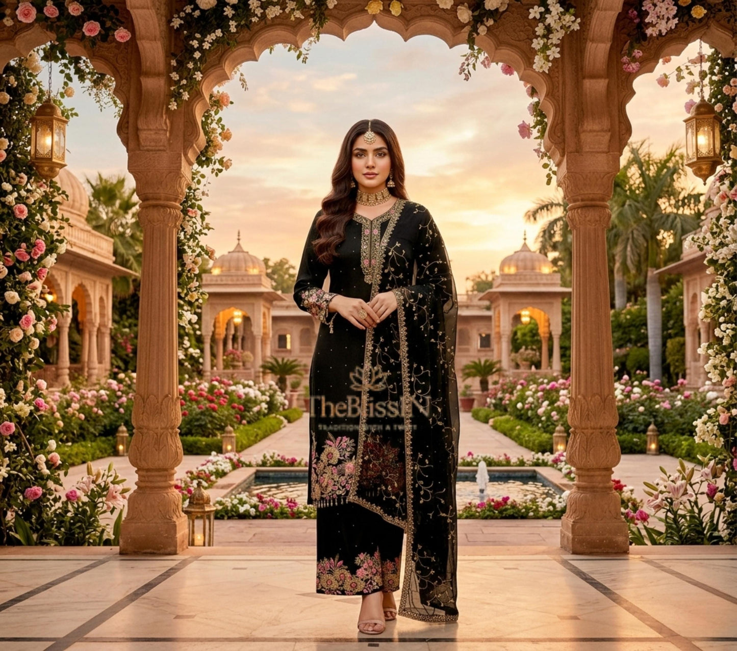 Designer Black Eid Special Heavy Embroidery Sequence Work 3-Piece Suit Set