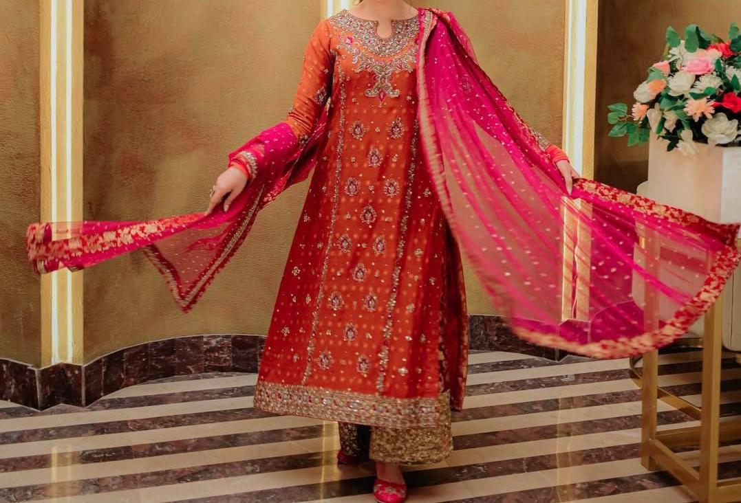 Indian Designer Georgette Long Kurta & Palazzo - Pakistani Style Suit