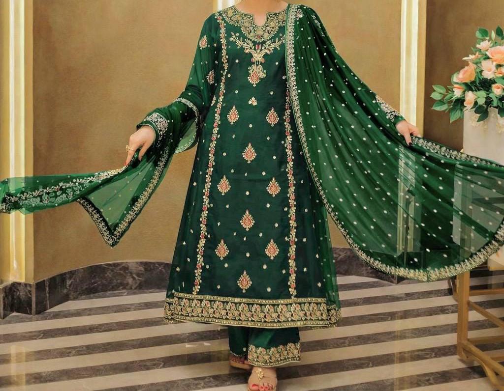 Georgette Pakistani 3 Piece Palazzo Suit For Eid