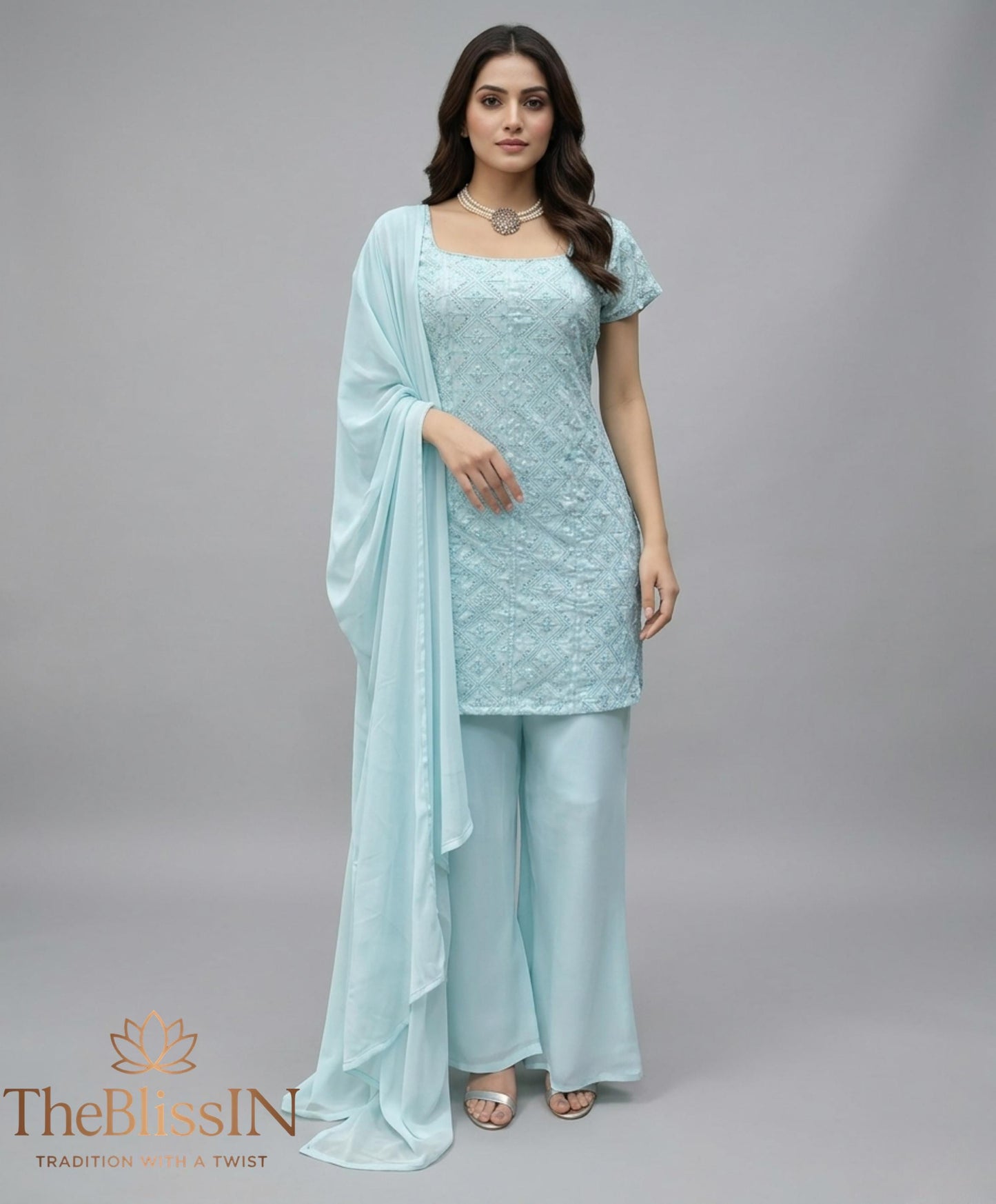 Trendy Red Embroidered Top & Boot-Cut Pant Dupatta Set - Festive wear , Shalwar kameez
