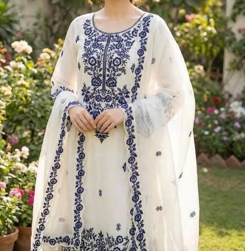 Farshi Salwar Suit Embroidery Work With Matching Dupatta Set , Shalwar Kameez