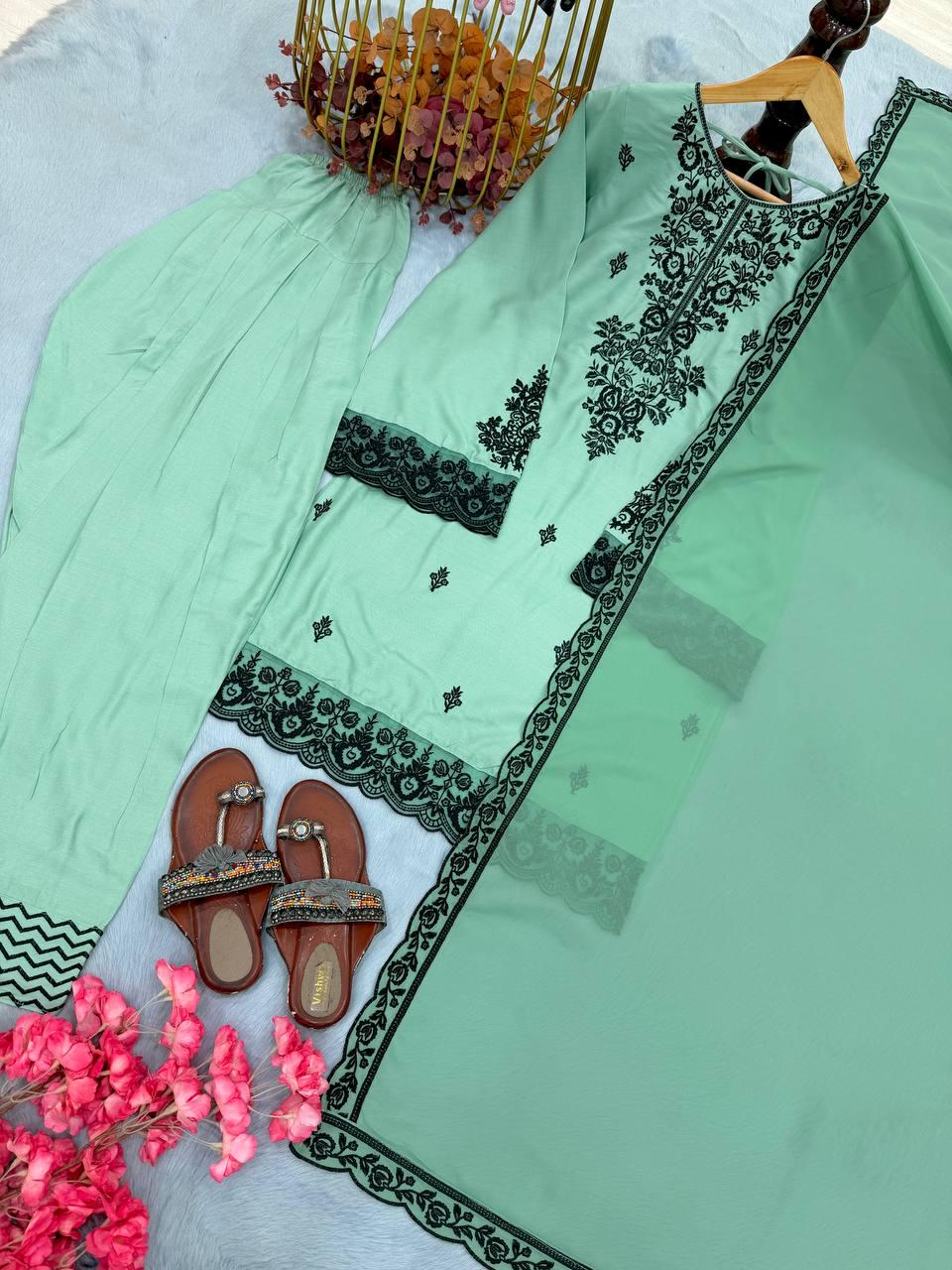 White & Pink Embroidered Cotton Suit Set with Dupatta |