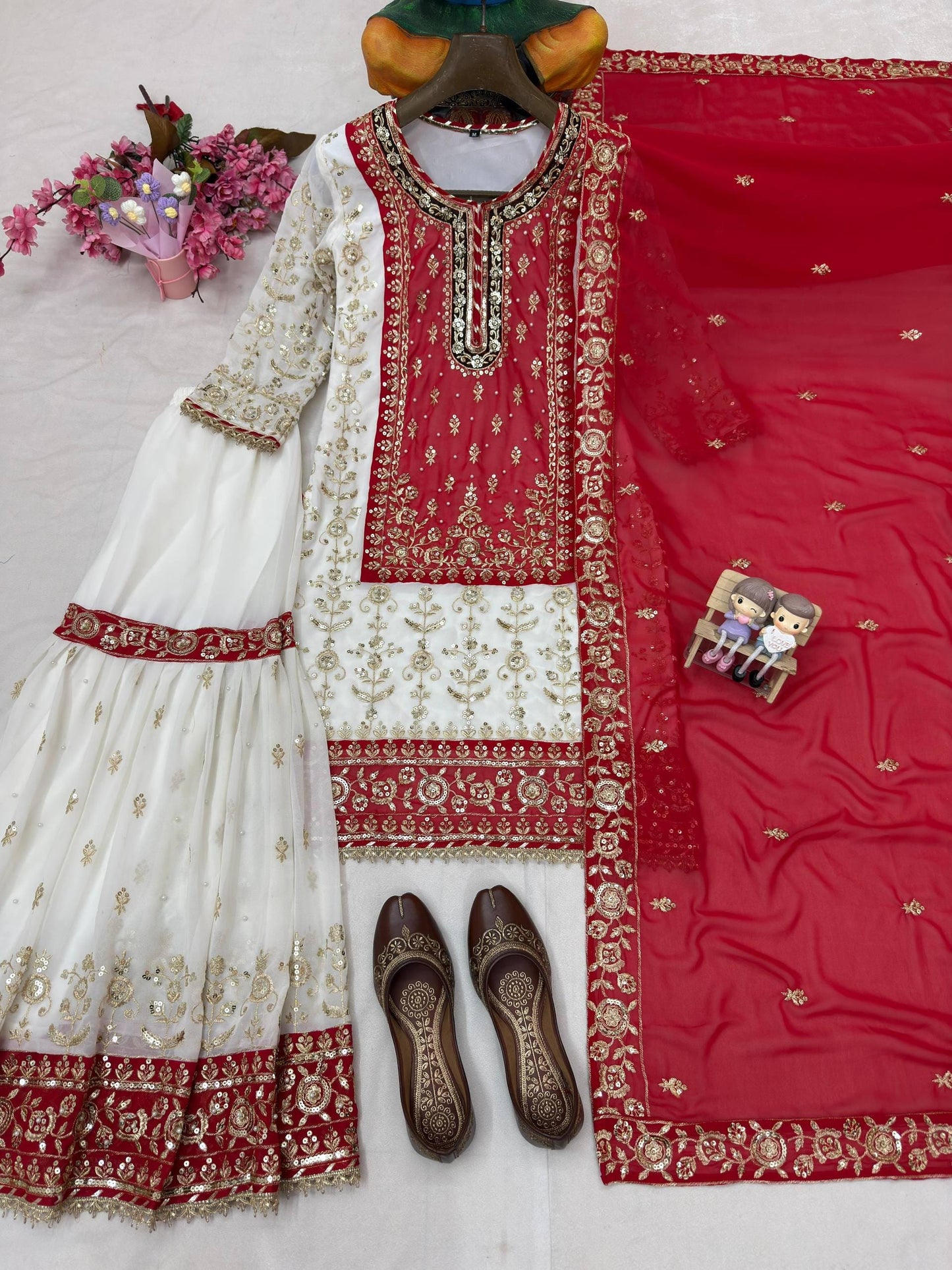 Pink Designer Kurta & Sharara With Dupatta Pakistani Suit For Wedding