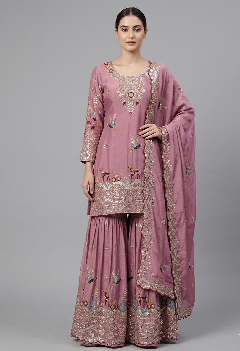 Exquisite White & Pink Traditional Wedding Wear Set For Women