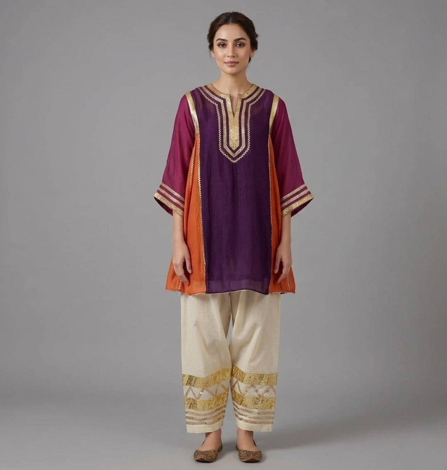 Designer Sky Blue Ethnic two Piece Suit Set , Ready to Wear