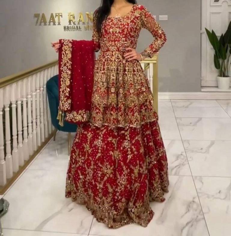 Designer Red Sequence Embroidery Lehenga Set with Dupatta for Women