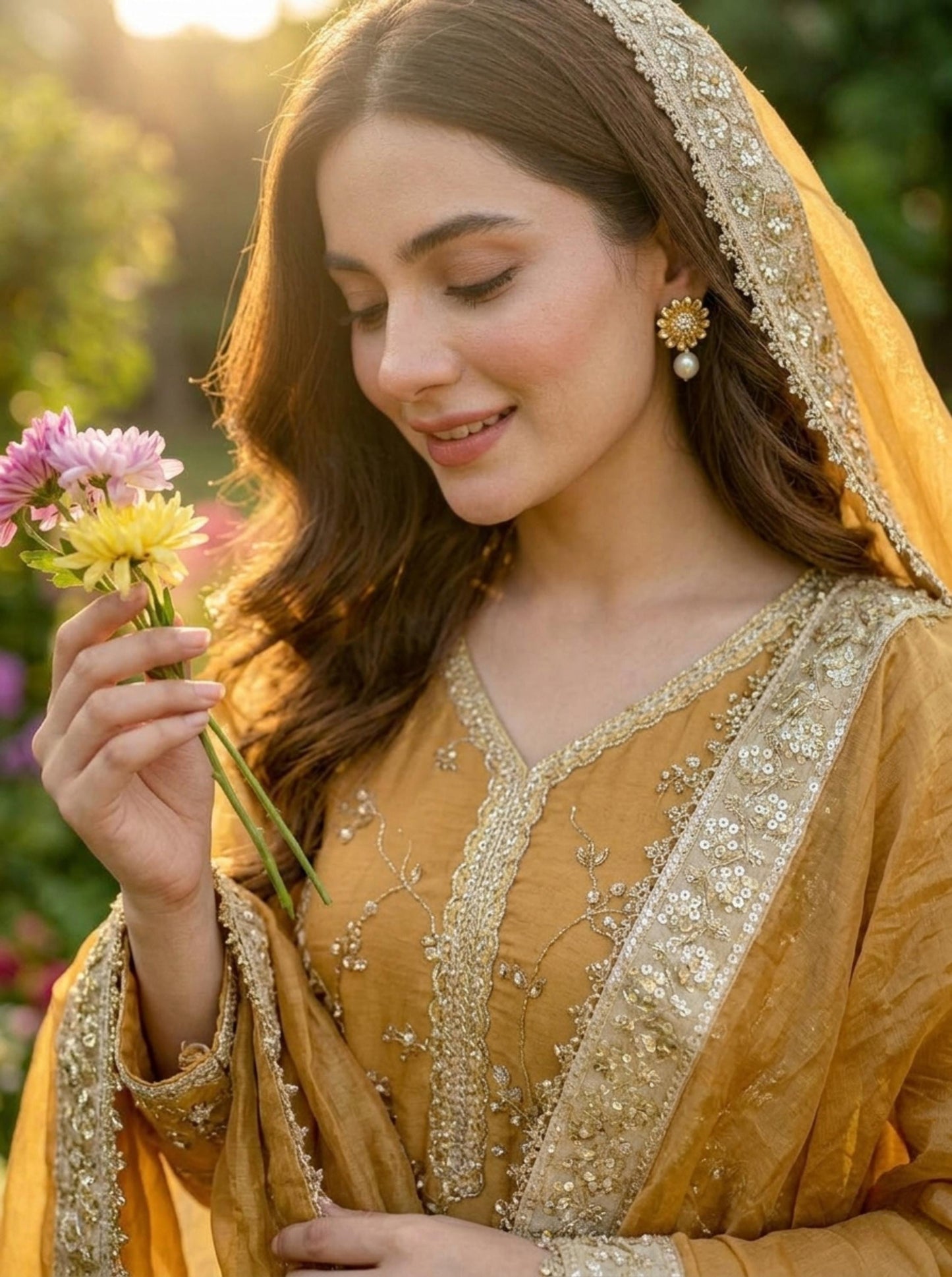 Mustard Traditional Palazzo Suit With Matching Dupatta  for Women