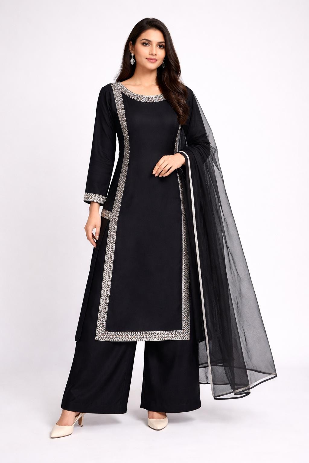Designer Kurta & Palazzo Red silk, Punjabi suit set, Salwar Kameez, Pakistani Long Nikah Outfit