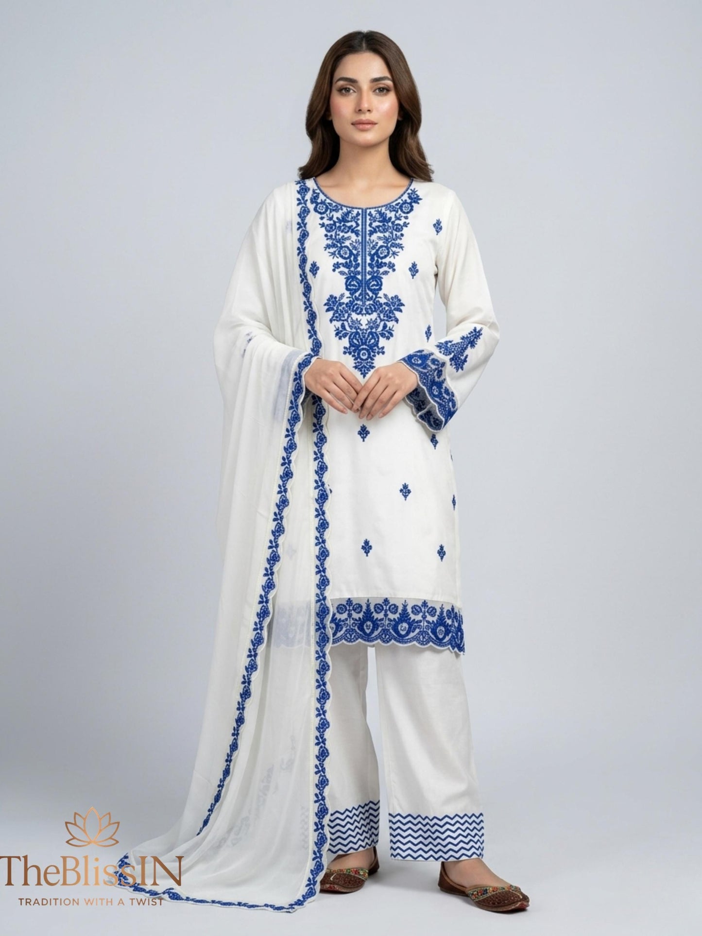 Farshi Salwar Suit Embroidery Work With Matching Dupatta Set , Shalwar Kameez